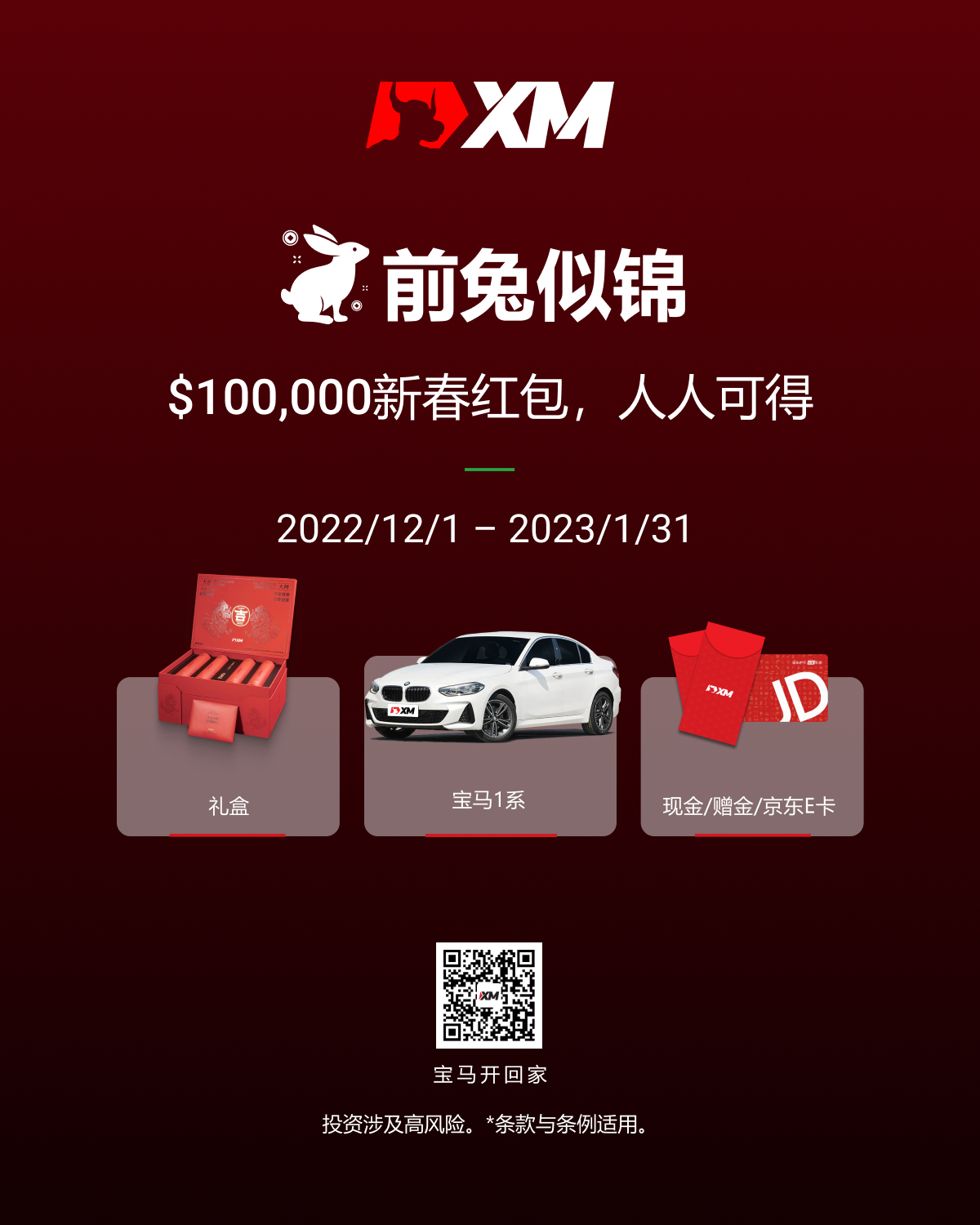 XM：前兔似锦，＄100,000新春红包，人人可得